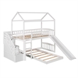 CRO Decor Twin Over Twin Bunk Bed with Two Drawers and Slide House Bed  (White)