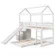 CRO Decor Twin Over Twin Bunk Bed with Two Drawers and Slide House Bed  (White)