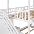 CRO Decor Twin Over Twin Bunk Bed with Two Drawers and Slide House Bed  (White)