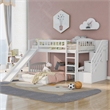 CRO Decor Stairway Twin over Twin Bunk Bed with Two Drawers and Slide (White)