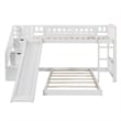 CRO Decor Stairway Twin over Twin Bunk Bed with Two Drawers and Slide (White)