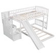 CRO Decor Stairway Twin over Twin Bunk Bed with Two Drawers and Slide (White)