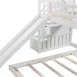CRO Decor Stairway Twin over Twin Bunk Bed with Two Drawers and Slide (White)