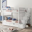 CRO Decor Full Over Full Bunk Bed with Shelves and 6 Storage Drawers (White)