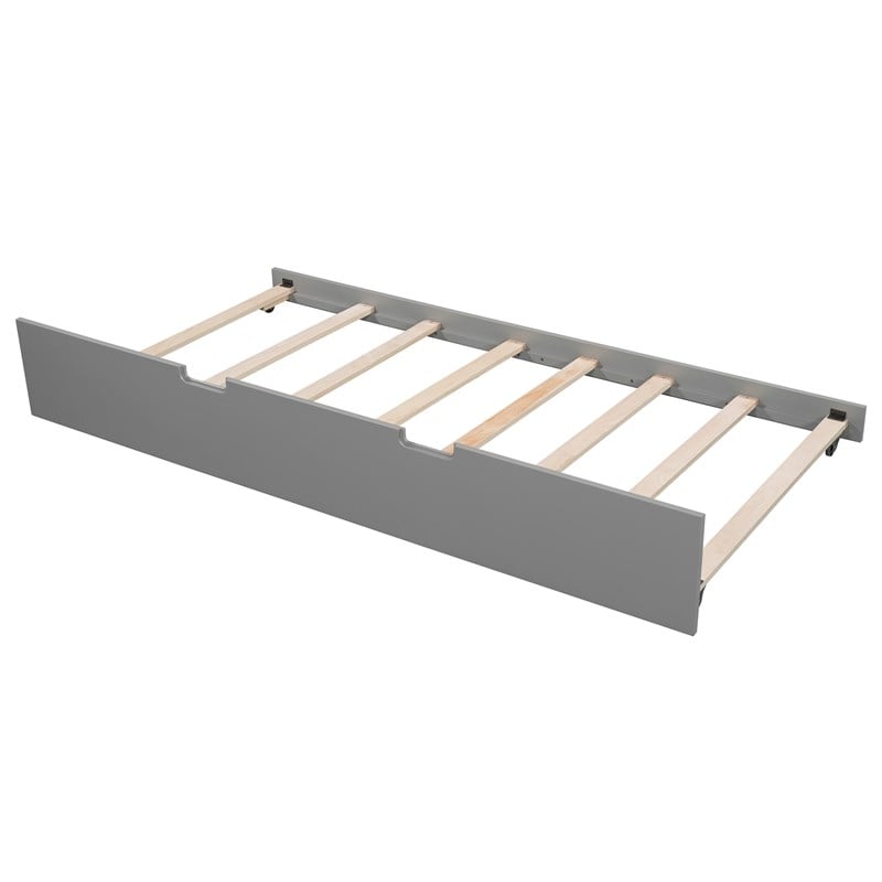 CRO Decor Full size Daybed with Twin size Trundle Wood Slat Support (Gray)