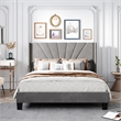 CRO Decor Queen Size Velvet Upholstered Platform Bed (Box Spring Needed) - Gray