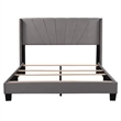 CRO Decor Queen Size Velvet Upholstered Platform Bed (Box Spring Needed) - Gray