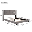 CRO Decor Queen Size Velvet Upholstered Platform Bed (Box Spring Needed) - Gray