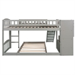CRO Decor Stairway Twin over Twin Bunk Bed with Two Drawers and Slide -Gray