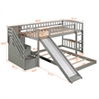 CRO Decor Stairway Twin over Twin Bunk Bed with Two Drawers and Slide -Gray