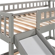 CRO Decor Stairway Twin over Twin Bunk Bed with Two Drawers and Slide -Gray