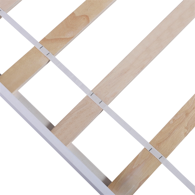 CRO Decor Wood Platform Bed Twin size Platform Bed with Headboard (White)