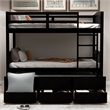 CRO Decor Twin Bunk Bed with Ladder Twin Trundle Bed with 3 Drawers (Espresso)