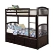 CRO Decor Twin Bunk Bed with Ladder Twin Trundle Bed with 3 Drawers (Espresso)