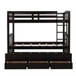 CRO Decor Twin Bunk Bed with Ladder Twin Trundle Bed with 3 Drawers (Espresso)
