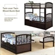CRO Decor Twin Bunk Bed with Ladder Twin Trundle Bed with 3 Drawers (Espresso)