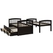 CRO Decor Twin Bunk Bed with Ladder Twin Trundle Bed with 3 Drawers (Espresso)