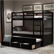 CRO Decor Twin Bunk Bed with Ladder Twin Trundle Bed with 3 Drawers (Espresso)