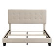 CRO Decor Upholstered Platform Bed with Tufted Headboard Linen Fabric (Queen)