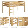 CRO Decor Twin Wood Loft Bed Low Loft Beds with Ladder Twin (Walnut)