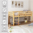 CRO Decor Twin Wood Loft Bed Low Loft Beds with Ladder Twin (Walnut)