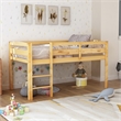 CRO Decor Twin Wood Loft Bed Low Loft Beds with Ladder Twin (Walnut)