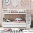 CRO Decor Stairway Twin-Over-Twin Bunk Bed with Three Drawers - White