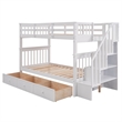 CRO Decor Stairway Twin-Over-Twin Bunk Bed with Three Drawers - White