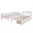 CRO Decor Stairway Twin-Over-Twin Bunk Bed with Three Drawers - White