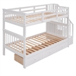 CRO Decor Stairway Twin-Over-Twin Bunk Bed with Three Drawers - White
