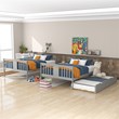 CRO Decor Full over Full Bunk Bed with Twin Size Trundle and Ladder - Gray