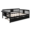 CRO Decor Full size Daybed with Twin size Trundle Wood Slat Support (Espresso)