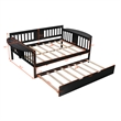 CRO Decor Full size Daybed with Twin size Trundle Wood Slat Support (Espresso)
