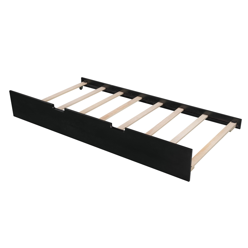 CRO Decor Full size Daybed with Twin size Trundle Wood Slat Support (Espresso)