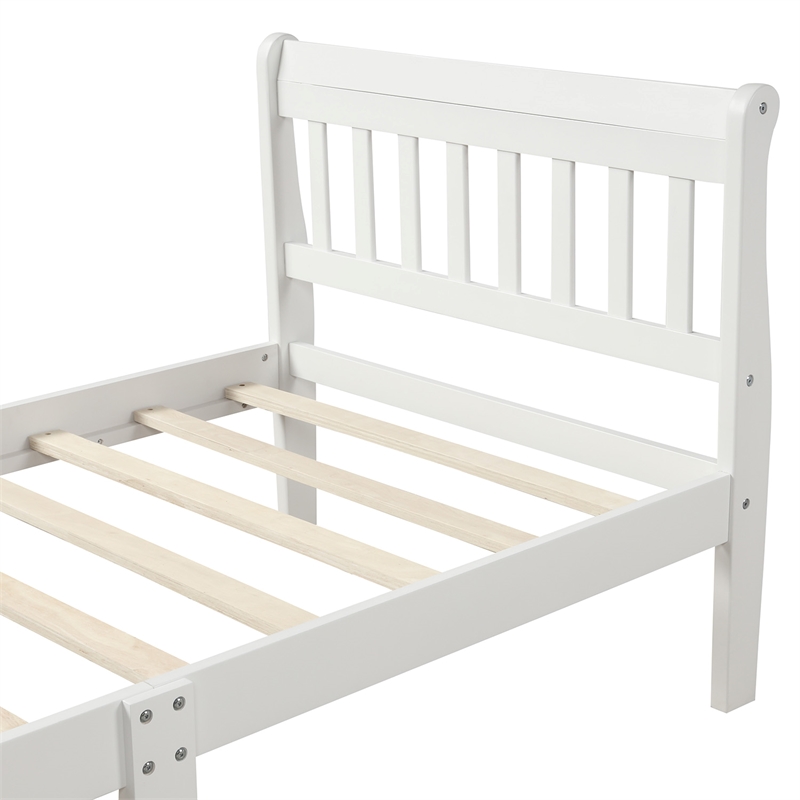 CRO Decor Wood Platform Bed Twin Bed Frame Panel Bed Mattress Sleigh Bed