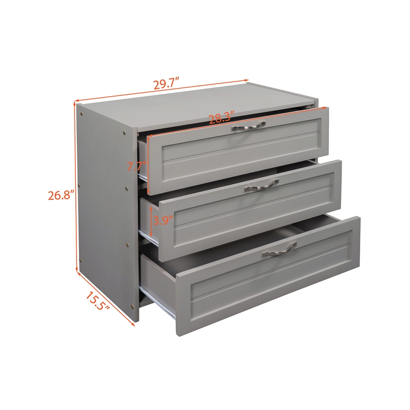 CRO Decor Low Twin Size Loft Bed with Cabinets Shelves and Slide - Gray