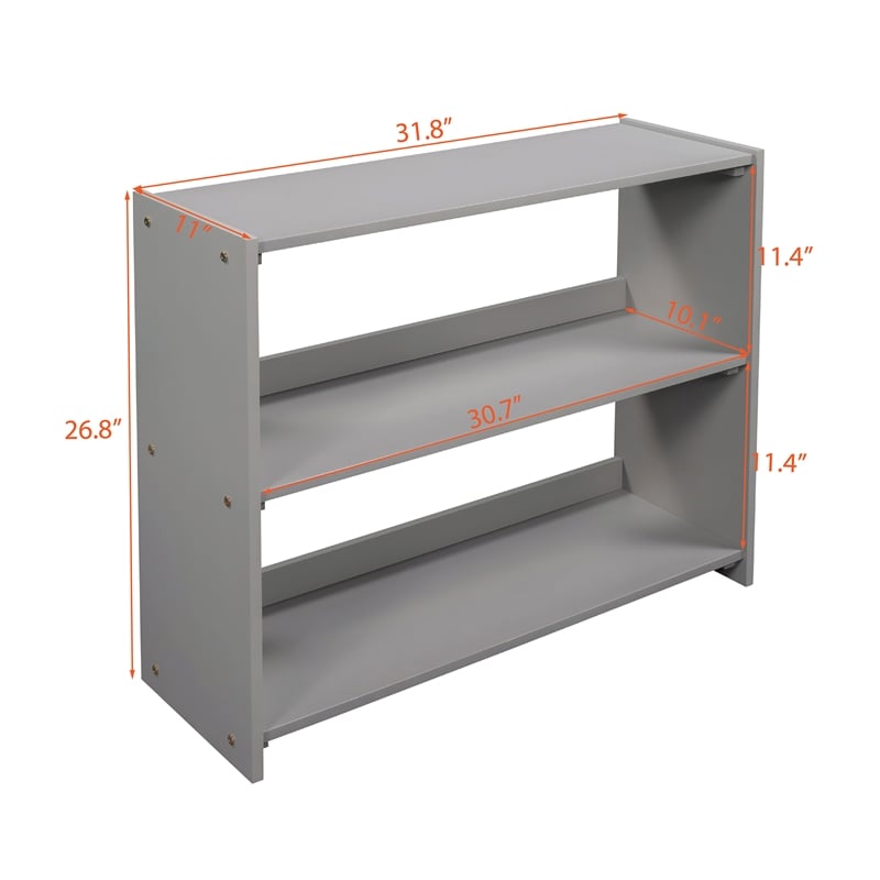 CRO Decor Low Twin Size Loft Bed with Cabinets Shelves and Slide - Gray