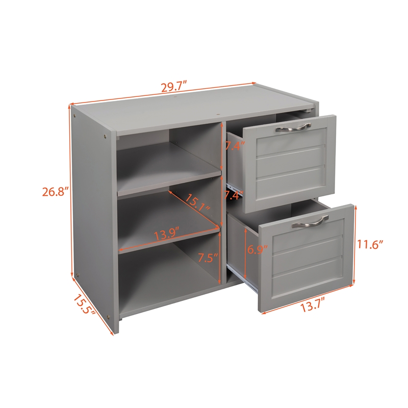 CRO Decor Low Twin Size Loft Bed with Cabinets Shelves and Slide - Gray