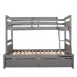 CRO Decor Wood Twin over Full Bunk Bed with Storage - Gray