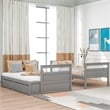 CRO Decor Wood Twin over Full Bunk Bed with Storage - Gray