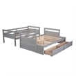CRO Decor Wood Twin over Full Bunk Bed with Storage - Gray