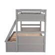 CRO Decor Wood Twin over Full Bunk Bed with Storage - Gray
