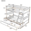 CRO Decor Wood Twin over Full Bunk Bed with Storage - Gray
