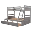 CRO Decor Wood Twin over Full Bunk Bed with Storage - Gray
