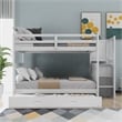 CRO Decor Full over Full Bunk Bed with Twin Size Trundle (White)