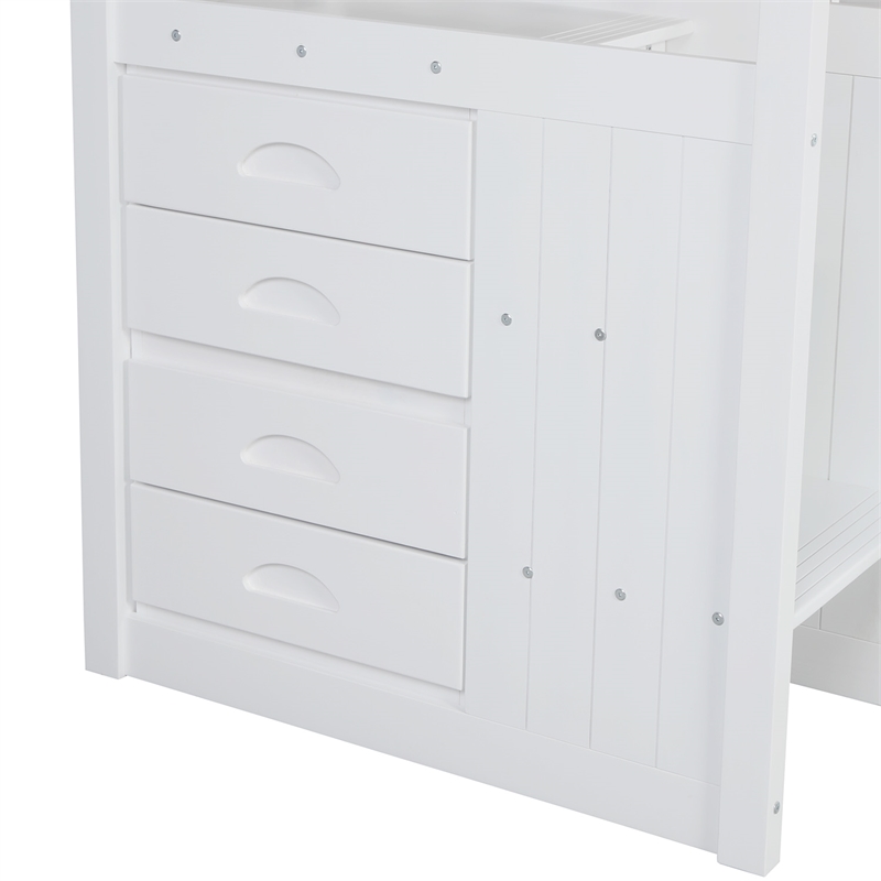 CRO Decor Full over Full Bunk Bed with Twin Size Trundle (White)