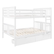 CRO Decor Full over Full Bunk Bed with Drawers and Ladder (White)