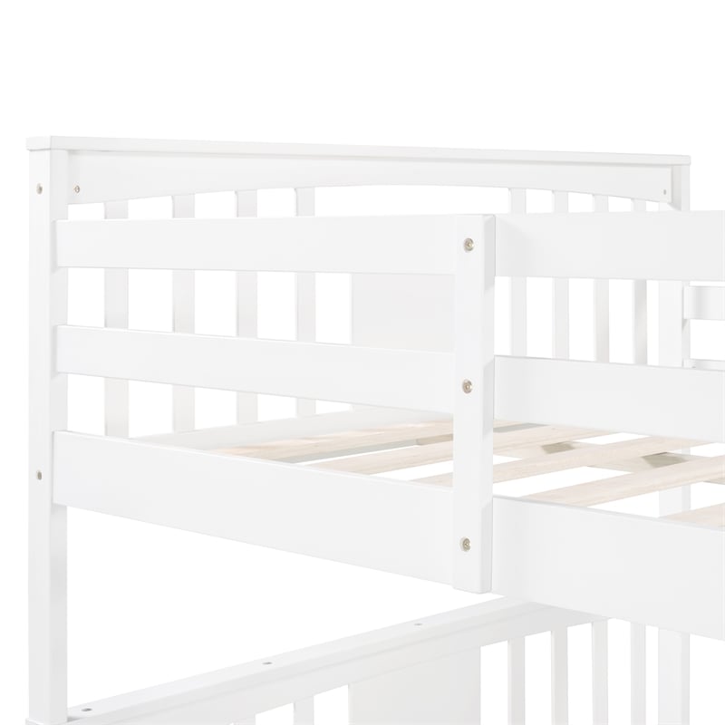 CRO Decor Full over Full Bunk Bed with Drawers and Ladder (White)