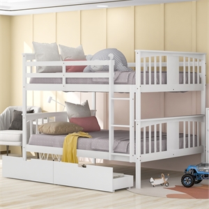 cro decor full over full bunk bed with drawers and ladder (white)