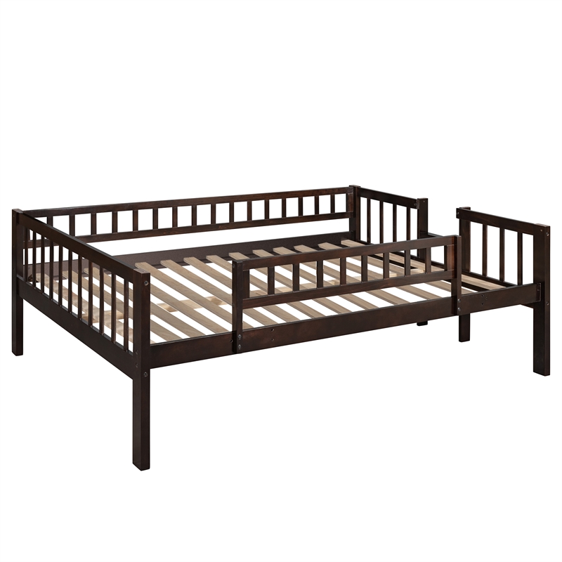 CRO Decor Full-Over-Full-Over-Full Triple Bed with Built-in Ladder and Slide